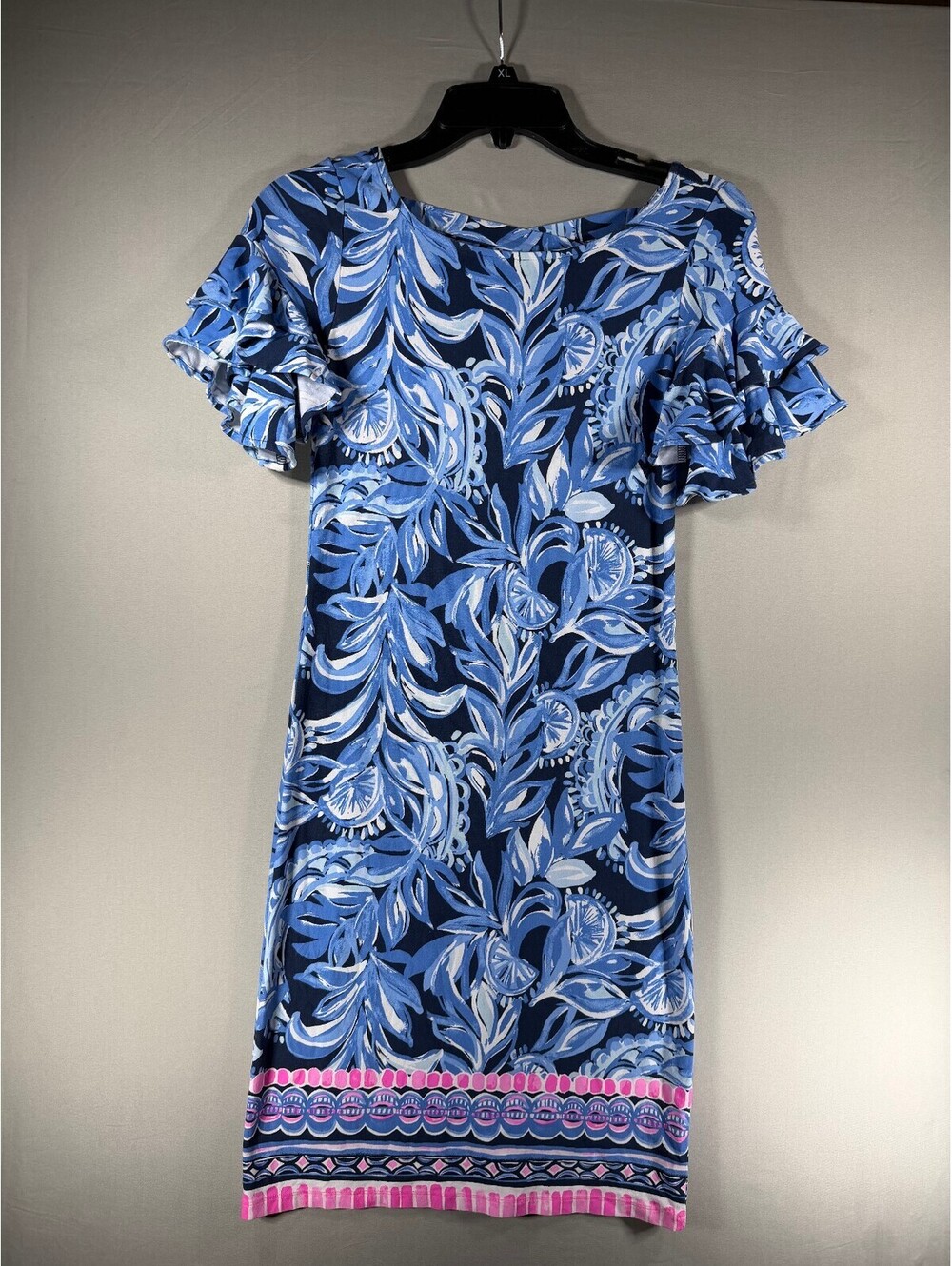 Lilly Pulitzer Dianna Dress XXS High Tide Navy It’s For Shore Ruffle Shift